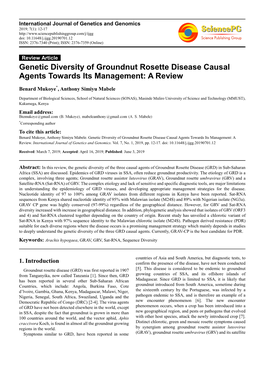 Genetic Diversity of Groundnut Rosette Disease Causal Agents Towards Its Management: a Review