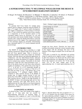 A Superconducting 7T Multipole Wiggler for the Bessy Ii Synchrotron Radiation Source*