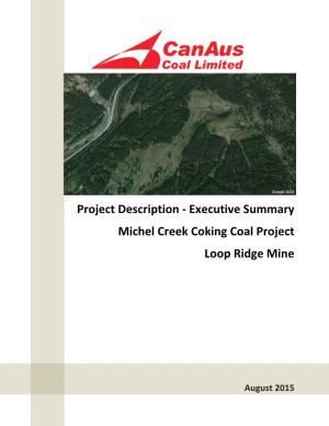 Executive Summary Michel Creek Coking Coal Project Loop Ridge Mine