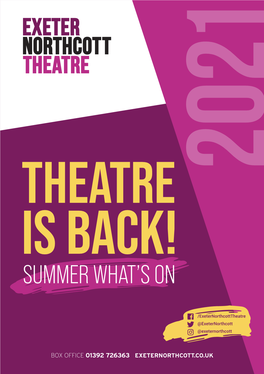 Exeter Northcott Theatre Summer 2021 What's On
