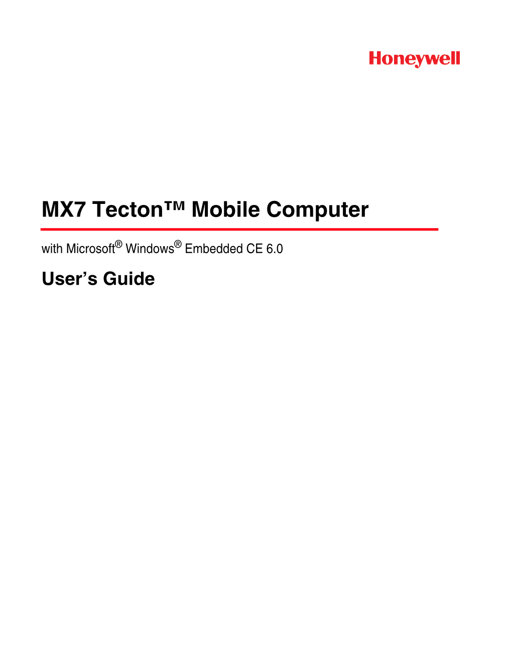 MX7 Tecton User's Guide with Microsoft Windows Embedded CE