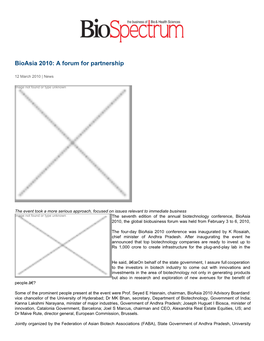 Bioasia 2010: a Forum for Partnership