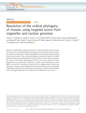 Resolution of the Ordinal Phylogeny of Mosses Using Targeted Exons from Organellar and Nuclear Genomes