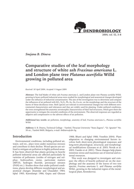 Comparative Studies of the Leaf Morphology and Structure of White Ash Fraxinus Americana L