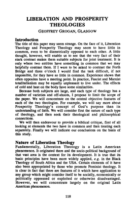 Liberation and Prosperity Theologies Geoffrey Grogan, Glasgow