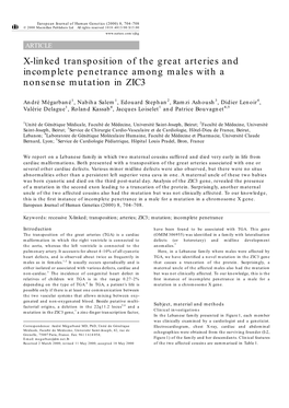 X-Linked Transposition of the Great Arteries and Incomplete Penetrance Among Males with a Nonsense Mutation in ZIC3