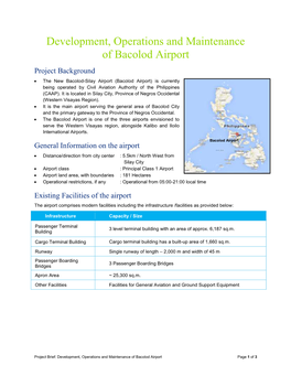 Development, Operations and Maintenance of Bacolod Airport