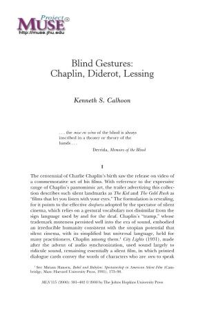 Blind Gestures: Chaplin, Diderot, Lessing