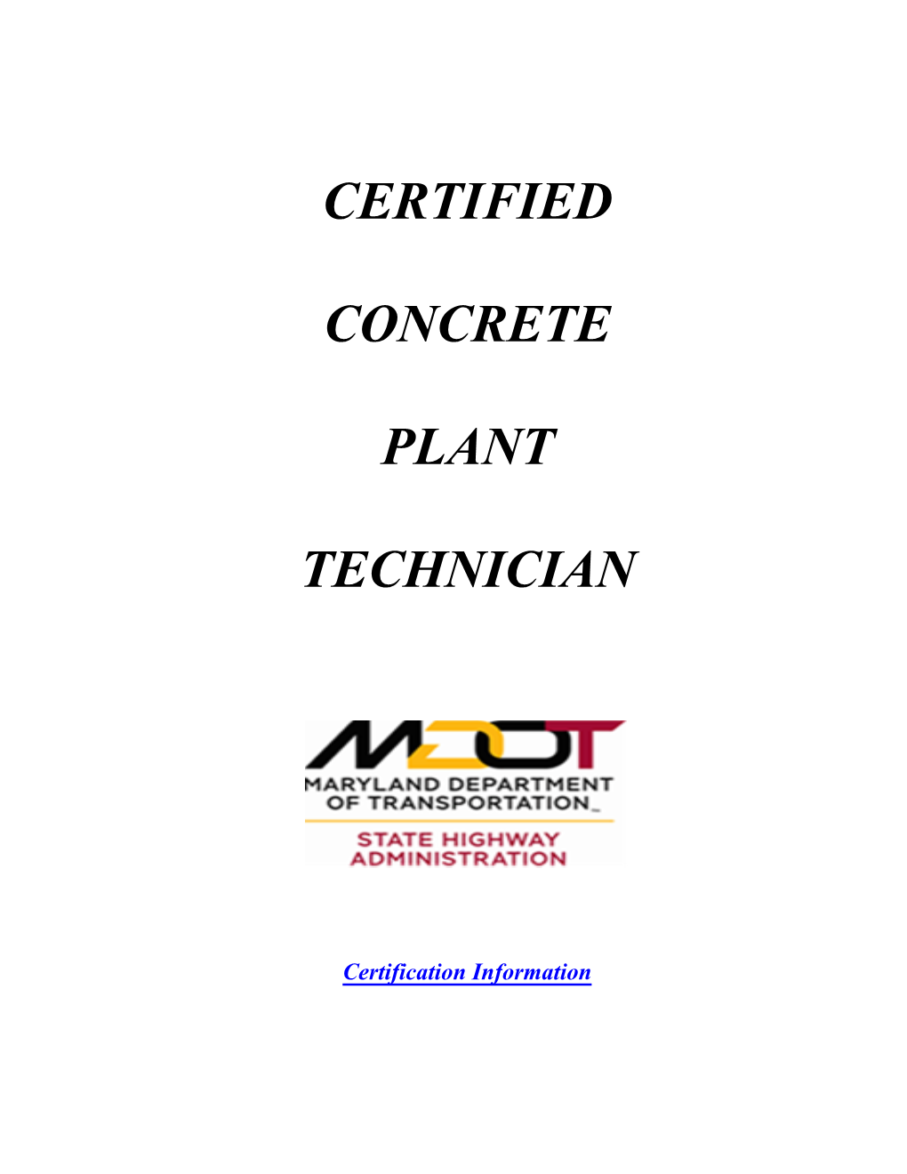 Certified Concrete Plant Technician Handbook