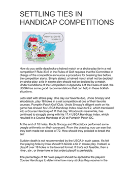Settling Ties in Handicap Competitions