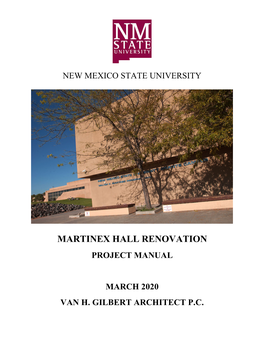 Martinex Hall Renovation Project Manual