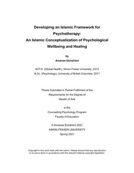 An Islamic Conceptualization of Psychological Wellbeing and Healing