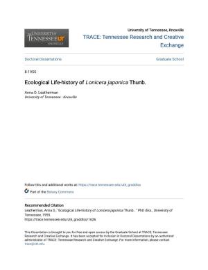 Ecological Life-History of Lonicera Japonica Thunb