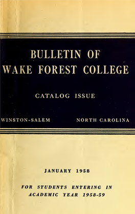 Bulletin of Wake Forest College
