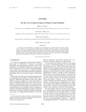 LETTERS on the Use of Cloud Forcing to Estimate Cloud Feedback