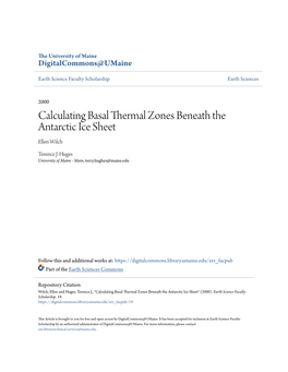 Calculating Basal Thermal Zones Beneath the Antarctic Ice Sheet Ellen Wilch