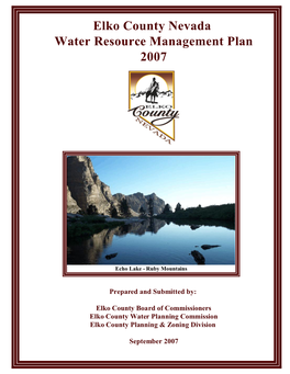 Elko County Nevada Water Resource Management Plan 2007