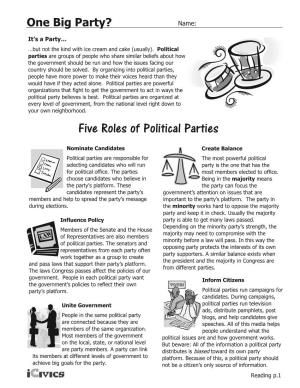 Five Roles of Political Parties