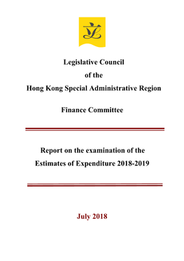 Finance Committee Report on the Examination of the Estimates Of