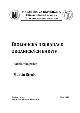 Biologická Degradace Organických Barviv