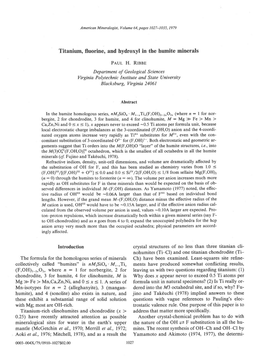 Titanium, Fluorine, and Hydroxyl in the Hrrmite Minerals