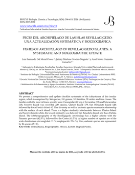 Peces Del Archipiélago De Las Islas Revillagigedo: Una Actualización Sistemática Y Biogeográfica