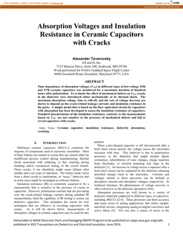 Absorption Voltages and Insulation Resistance in Ceramic Capacitors with Cracks