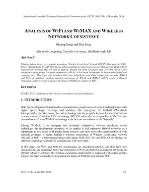Analysis of Wifi and Wimax and Wireless Network Coexistence