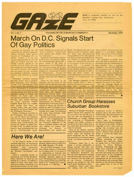 March on D.C. Signals Start of Gay Politics