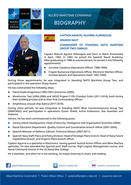 Captain Manuel Aguirre Aldereguía Spanish Navy Commander of Standing Nato Maritime Group Two (Snmg2)