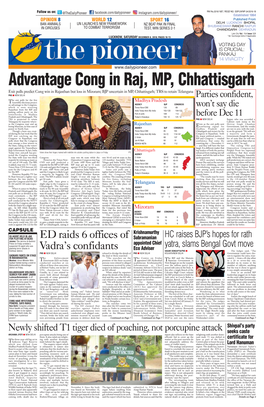 Advantage Cong in Raj, MP, Chhattisgarh