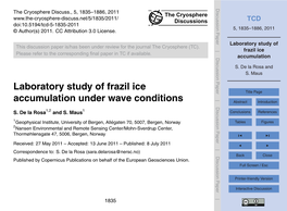 Laboratory Study of Frazil Ice Accumulation