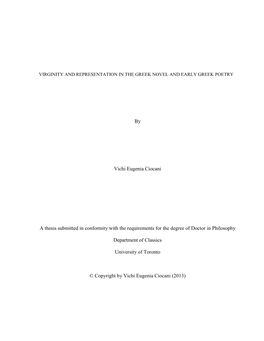 By Vichi Eugenia Ciocani a Thesis Submitted in Conformity with The