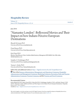 Bollywood Movies and Their Impact on How Indians Perceive European Destinations Bharath M