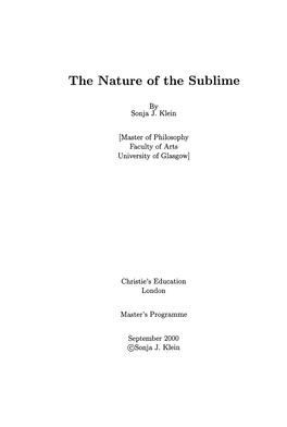 The Nature of the Sublime