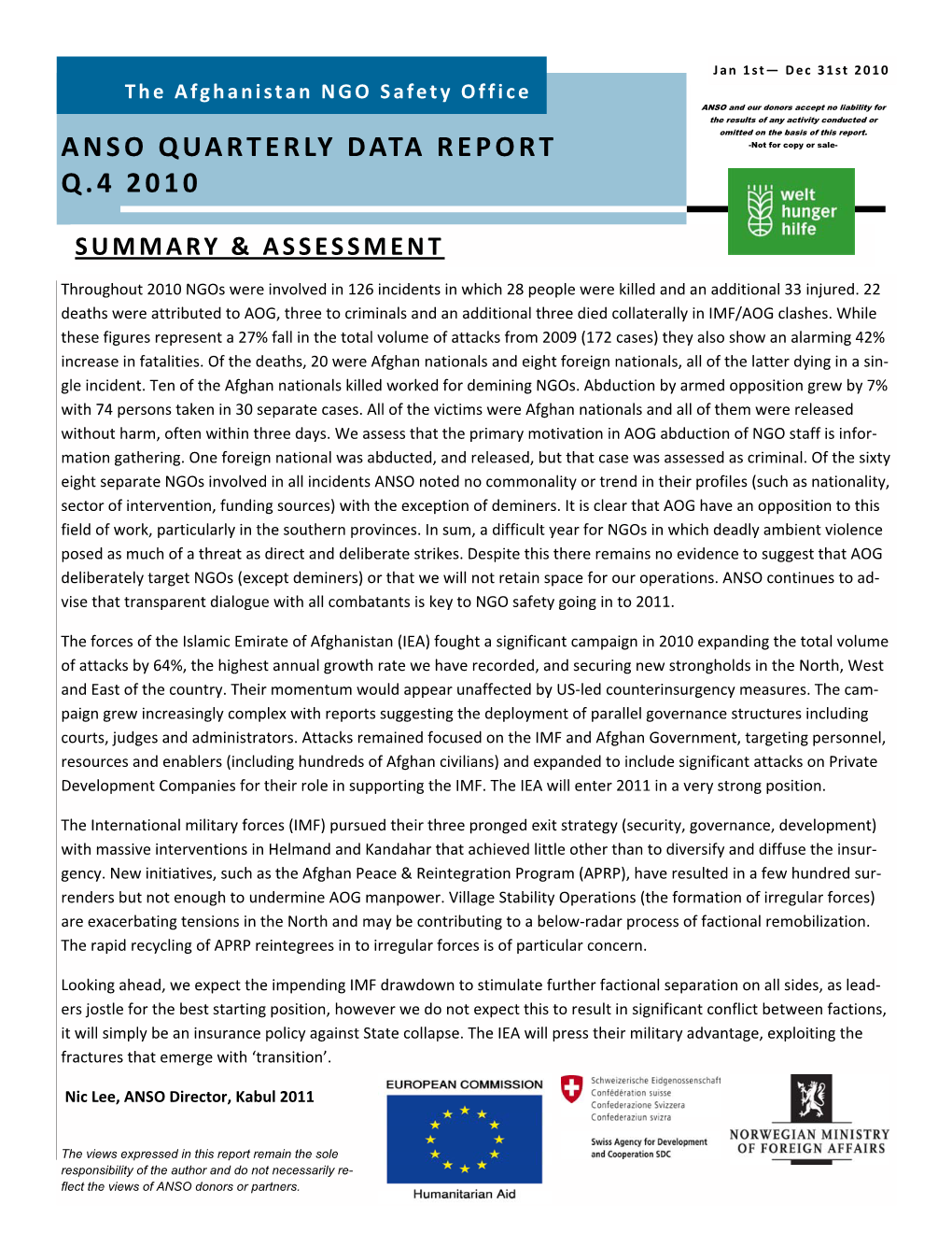 ANSO Quarterly Data Report (Q.4 2010)