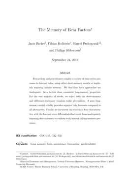 The Memory of Beta Factors∗