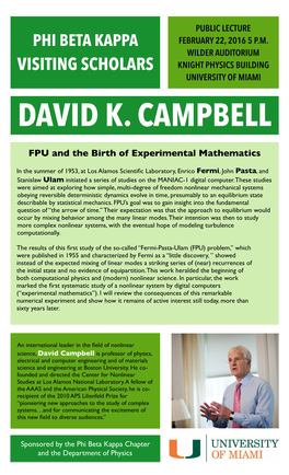 Visiting Scholars Knight Physics Building University of Miami David K