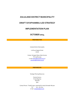 Zululand District Municipality Draft Siyaphambili Led Strategy