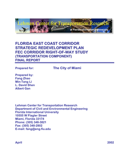 Transportation Opportunities in the FEC Corridor