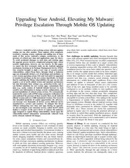 Upgrading Your Android, Elevating My Malware: Privilege Escalation Through Mobile OS Updating