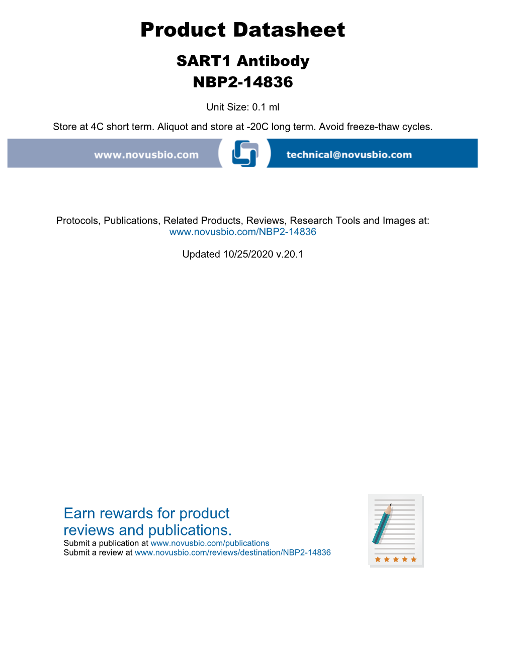 Product Datasheet SART1 Antibody NBP2-14836