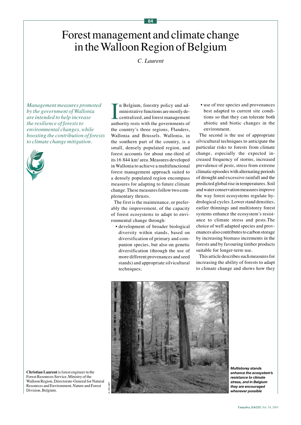 Forest Management and Climate Change in the Walloon Region of Belgium C