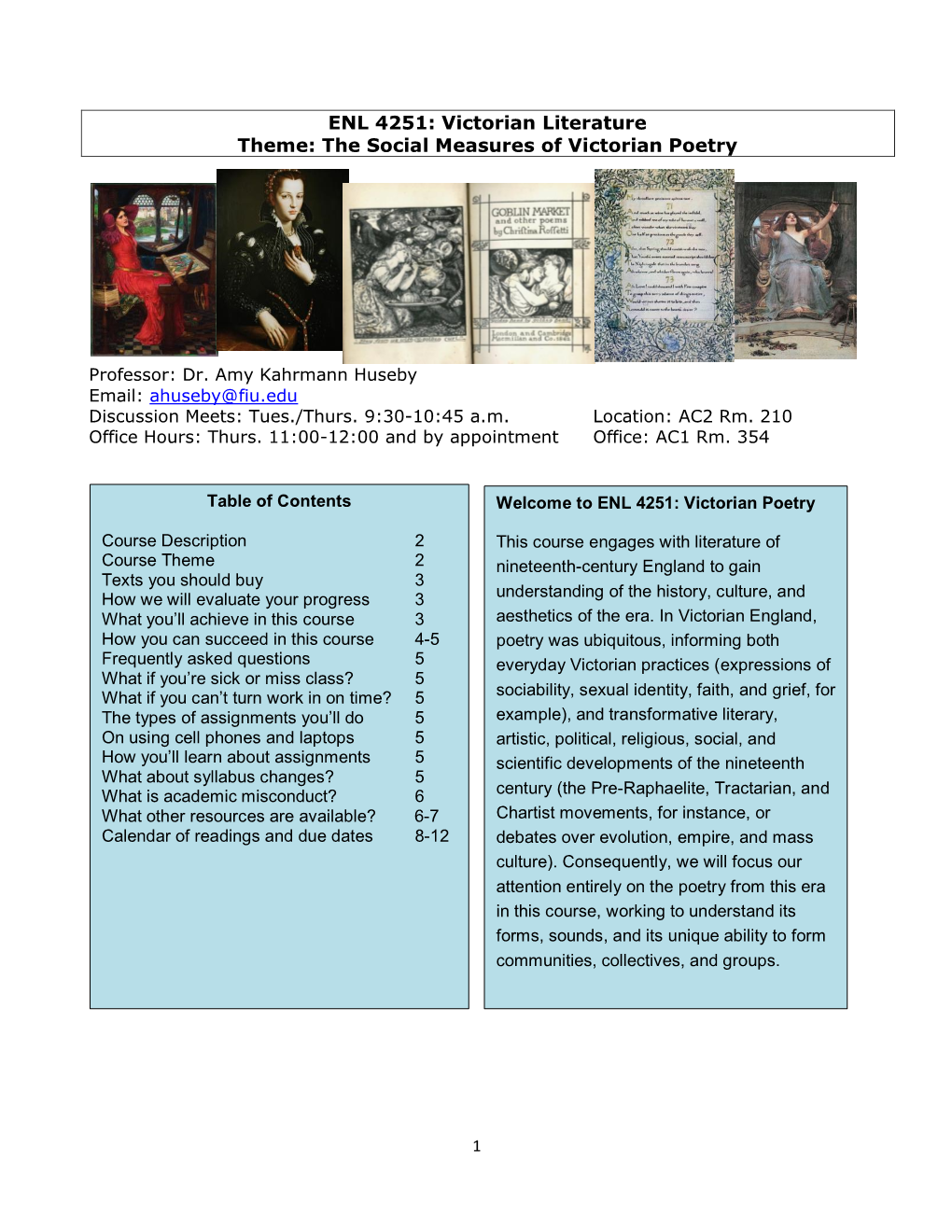 ENL 4251 Victorian Poetry Syllabus