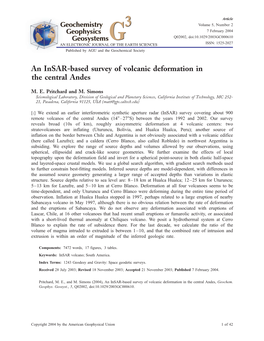 An Insar-Based Survey of Volcanic Deformation in the Central Andes