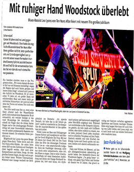 Mit Ruhiger Hand Woodstock Überlebt Blues-Bassist Leo Lyons Von Ten Years After Feiert Mit Neuem Trio Großes Jubiläum