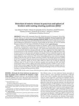 Detection of Enteric Viruses in Pancreas and Spleen of Broilers with Runting-Stunting Syndrome (RSS)1