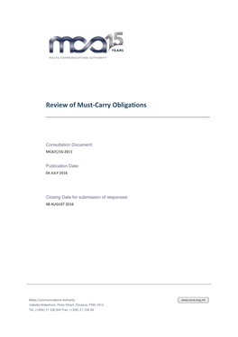 Consultation: Review of Must-Carry Obligations