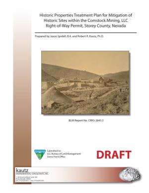 Historic Properties Treatment Plan for Mitigation of Historic Sites Within the Comstock Mining, LLC Right-Of-Way Permit, Storey County, Nevada