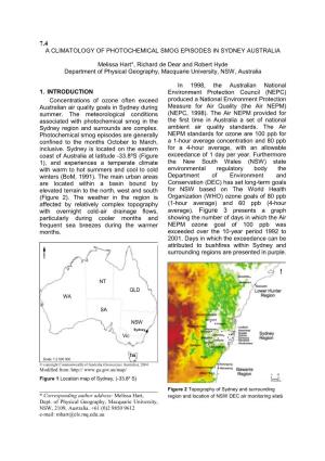A Climatology of Photochemical Smog Episodes in Sydney Australia